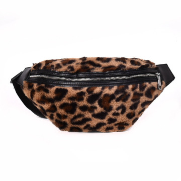 Girls Winter Fashion Women Leopard Grain Fuzzy Waist Bag Simple Tassel Bum Belt Bags Faux Furry Crossbody Chest Bags Adjustable Travel Fanny Pack
